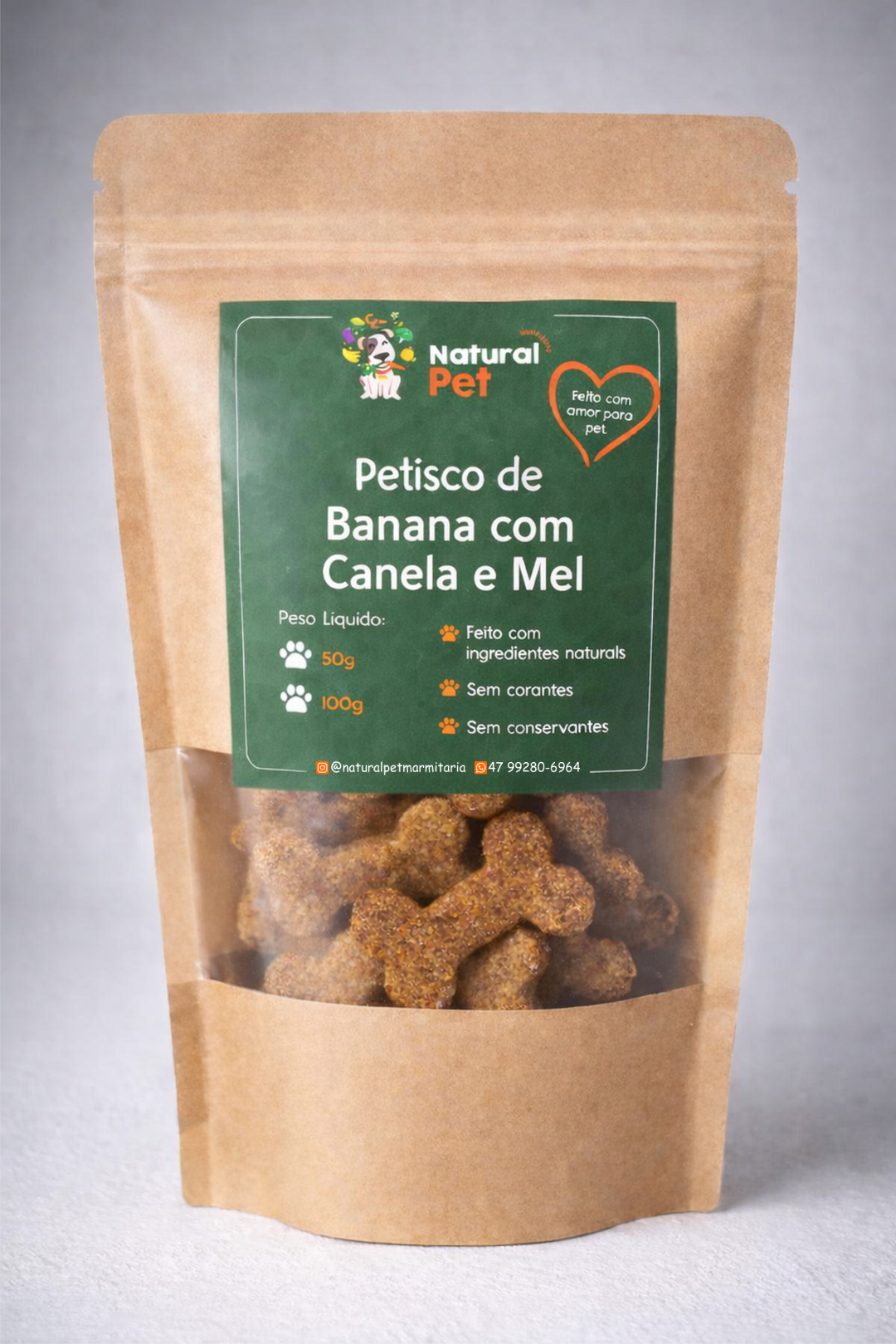 Petisco Natural de Banana com Canela e Mel