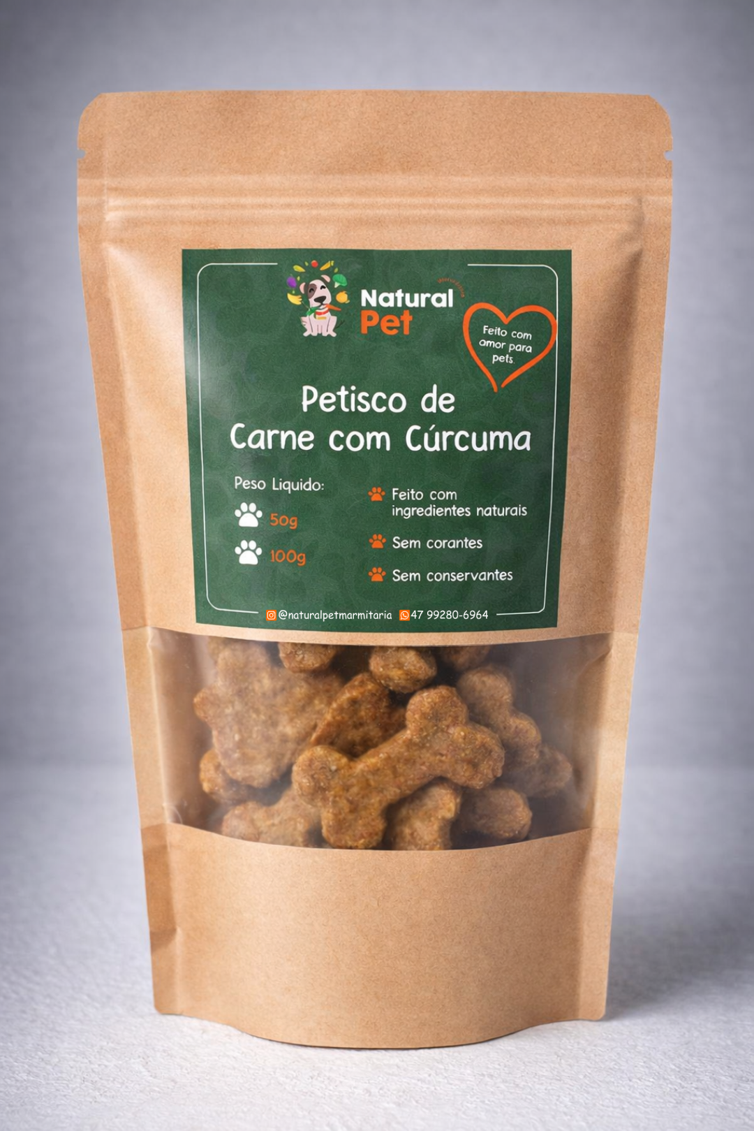 Petisco Natural de Carne com Cúrcuma